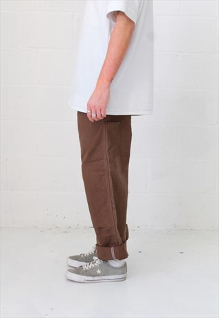 VINTAGE RELAXED FIT DICKIES UTILITY TROUSERS IN BROWN