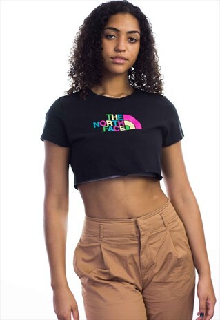 VINTAGE NORTH FACE LOGO REWORKED CROP TOP 90S M 2.5