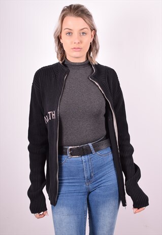 NORTH SAILS WOMENS VINTAGE CARDIGAN SWEATER XL BLACK 90S