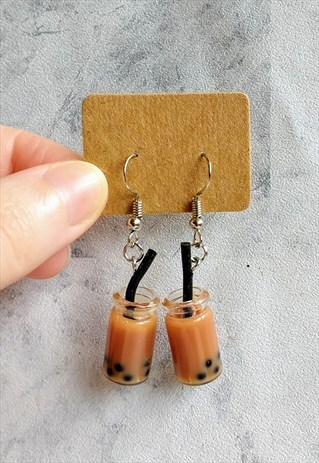 CHOCOLATE BUBBLE TEA EARRINGS