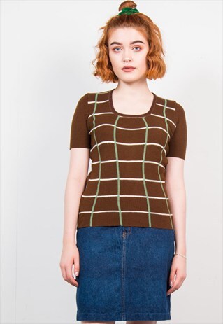 VINTAGE 70'S BROWN KNIT TOP