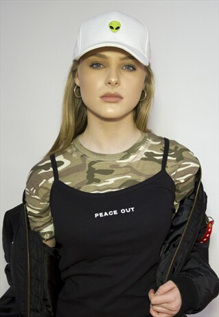 EXCLUSIVE ART DISCO 'PEACE OUT' CAMI TOP IN BLACK