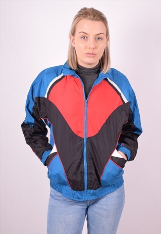 WOMENS VINTAGE TRACKSUIT TOP JACKET SMALL MULTI 90S