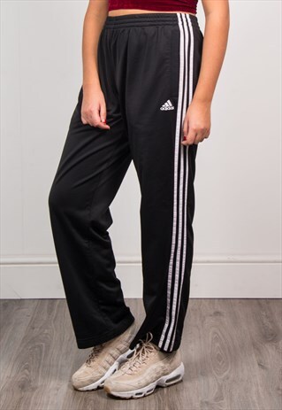 ADIDAS VINTAGE 90'S BLACK TRACKSUIT BOTTOMS TROUSERS