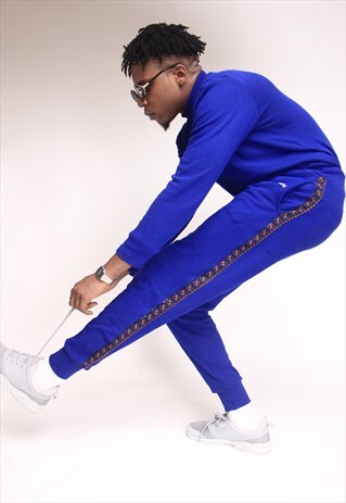 BLUE LUXE FLEECE TRACK PANTS