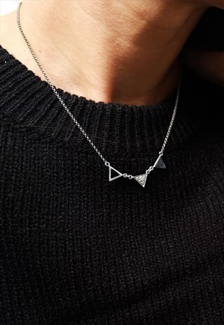 THREE TRIANGLE STERLING SILVER NECKLACE