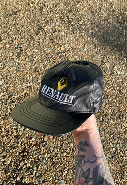 Vintage 90s Renault Embroidered Leather Hat Cap