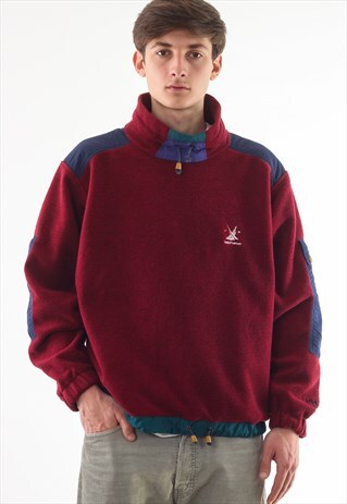 VINTAGE HELLY HANSEN FLEECE PULLOVER SWEATER 90S RED