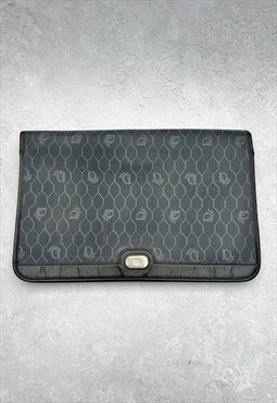 Christian Dior Clutch Bag Authentic Monogram Honeycomb Logo 
