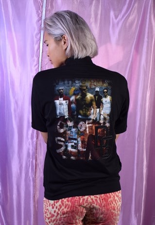 VINTAGE DOLCE AND GABBANA BLACK TOP WITH PRINTED BACK DESIGN