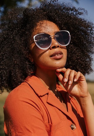 WHITE FRONT LENS OVERSIZED SUNGLASSES