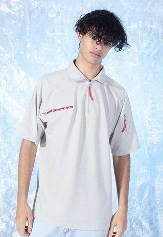VINTAGE PRADA BEIGE 1/4 ZIP POLO STYLE SHIRT