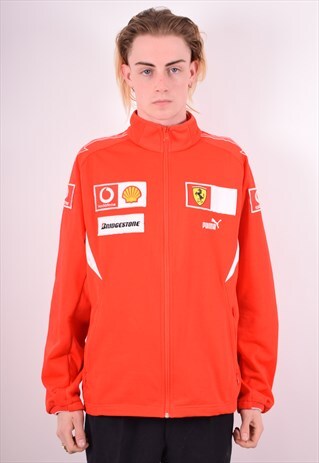 PUMA MENS VINTAGE TRACKSUIT TOP JACKET XL RED 90S
