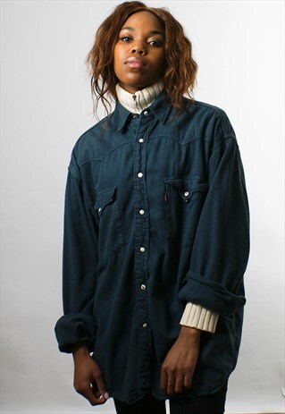 LEVI'S LIGHTWEIGHT DENIM SHIRT, DARK BLUE, XL