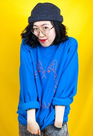 AWESOME BLUE CAT SWEATSHIRT