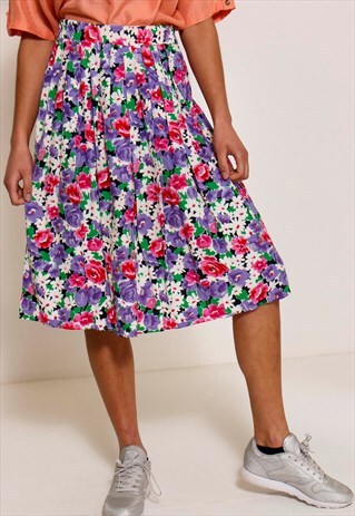 VINTAGE 90'S PURPLE FLORAL SKIRT