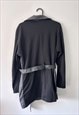 90S BLACK ECO LEATHER TRENCH COAT - MEDIUM