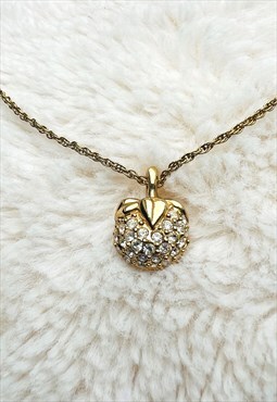 Christian Dior Necklace Gold Apple Crystal Vintage Authentic