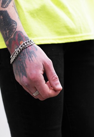 8MM STAINLESS STEEL CURB LINK BRACELET - SILVER