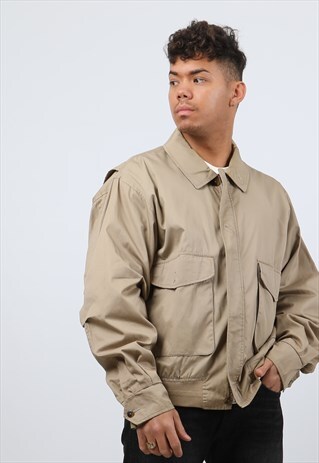 VINTAGE NAUTICA LARGE BEIGE HARRINGTON JACKET