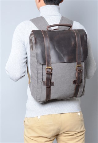 LEATHER AND CANVAS BACKPACK