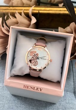 Henley Pink Butterfly Watch