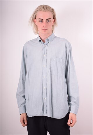 VALENTINO MENS VINTAGE SHIRT LARGE BLUE 90S