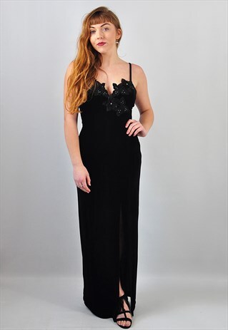 VINTAGE DRESS IN BLACK PREMIUM PROM BALL WIGGLE BERNSHAW
