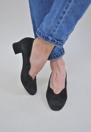 VINTAGE BLACK PUMPS, 90S EVENING HEEL SHOES