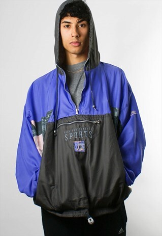VINTAGE NIKE WINDBREAKER HOODIE, 1/4 ZIP, XL
