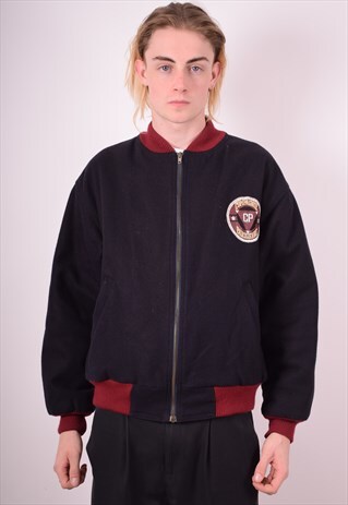 MENS VINTAGE BOMBER JACKET MEDIUM BLACK 90S