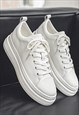 CHUNKY SOLE HIGH TOPS PLATFORM SNEAKERS SKATER SHOES WHITE 