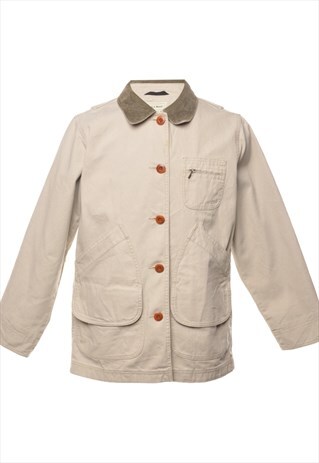 VINTAGE L. L. BEAN BEIGE & OLIVE GREEN WORKWEAR JACKET - S