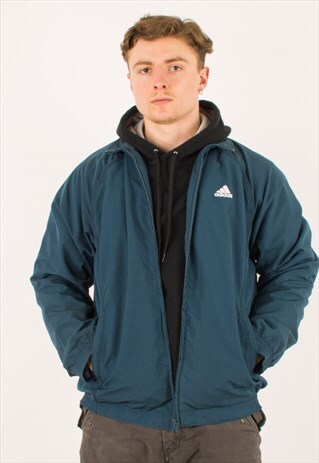 VINTAGE TURQOUISE ADIDAS WINDBREAKER JACKET 44 XL