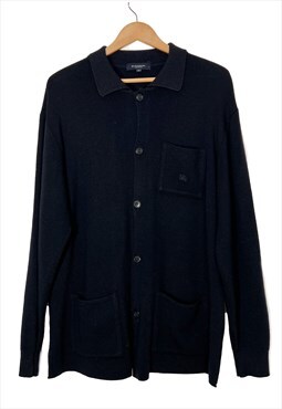 Vintage Burberry cardigan in navy blue. Size M