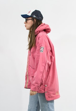 Vintage 90s hooded windbreaker in pink jacket nylon