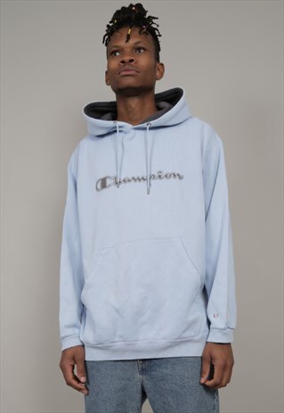 VINTAGE 90'S CHAMPION OVERSIZED BLUE HOODIE