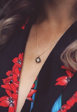 NORI. GOLD NORTH STAR COIN PENDANT NECKLACE