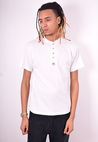 LEVI'S MENS VINTAGE T-SHIRT TOP MEDIUM WHITE 90'S