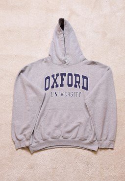 Vintage Oxford Grey Spell Out Print Hoodie
