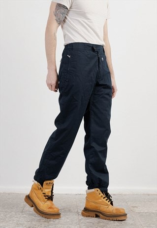 VINTAGE PADDED MINIMAL SNOW SKI MEN TROUSERS DARK BLUE TALL