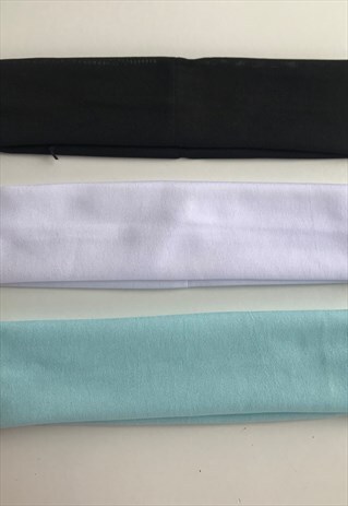 BLACK WHITE BABY BLUE COTTON HEADBAND BUNDLE