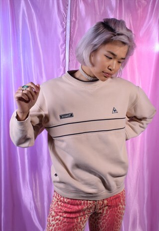 VINTAGE LE COQ SPORTIF LIGHT TAN EMBROIDERED SWEATSHIRT