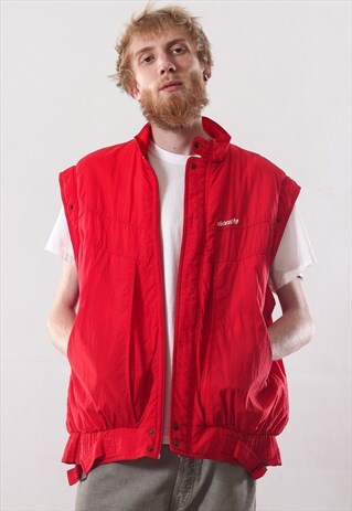 VINTAGE MENS ADIDAS PUFFER PADDED LOGO GILET VEST JACKET
