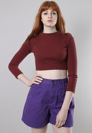 VINTAGE 90S PALMETTOS PURPLE DENIM HIGH WAISTED SHORTS