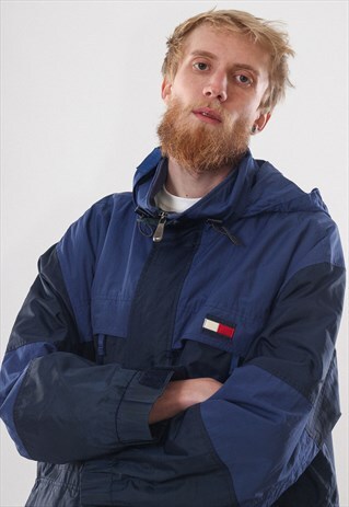 RARE VINTAGE MENS TOMMY HILFIGER PATCH LOGO WINTER JACKET