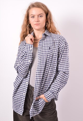 VINTAGE POLO RALPH LAUREN SHIRT CHECK BLUE
