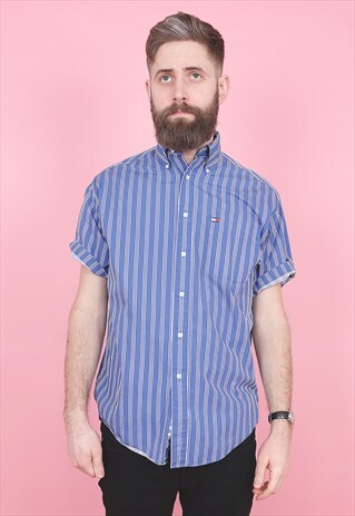 VINTAGE TOMMY HILFIGER STRIPED SHIRT /R8360