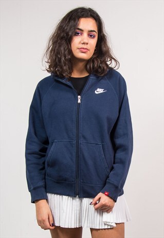 VINTAGE 90'S NIKE NAVY SWEATSHIRT HOODIE ZIP JACKET