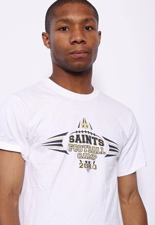 VINTAGE CHAMPION LOGO NEW ORLEANS SAINTS T-SHIRT WHITE